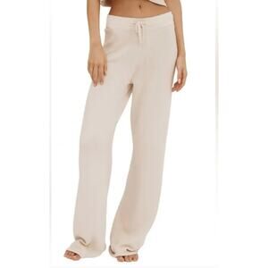 ORGANIC BASICS | Cream Organic Cotton True Knit Wide Leg Pants off white | XL